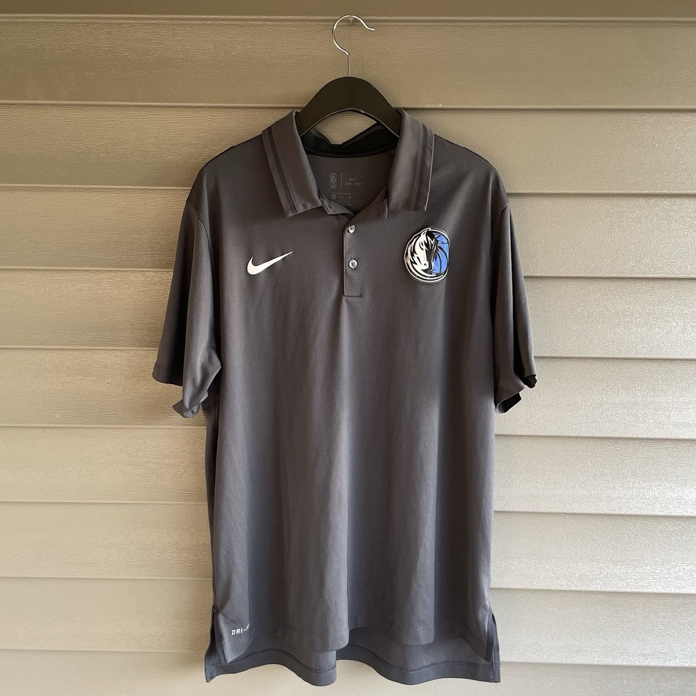 Nike NBA Dallas Mavericks Basketball Dri-FIT Gray Polo Shirt Size XL